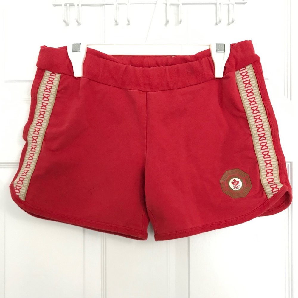 Y2K HBC 2007 Olympics Athletic Shorts XS Red Gold White